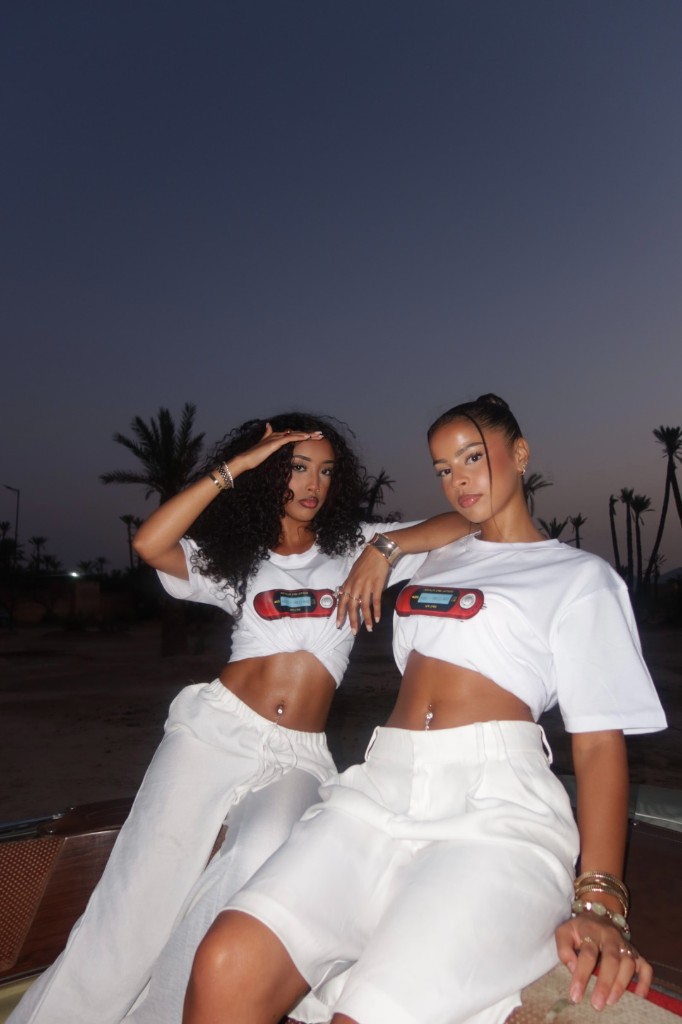 Two models, white tee