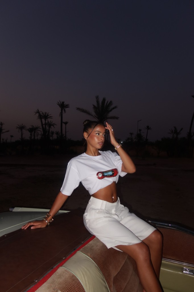 White tee at night